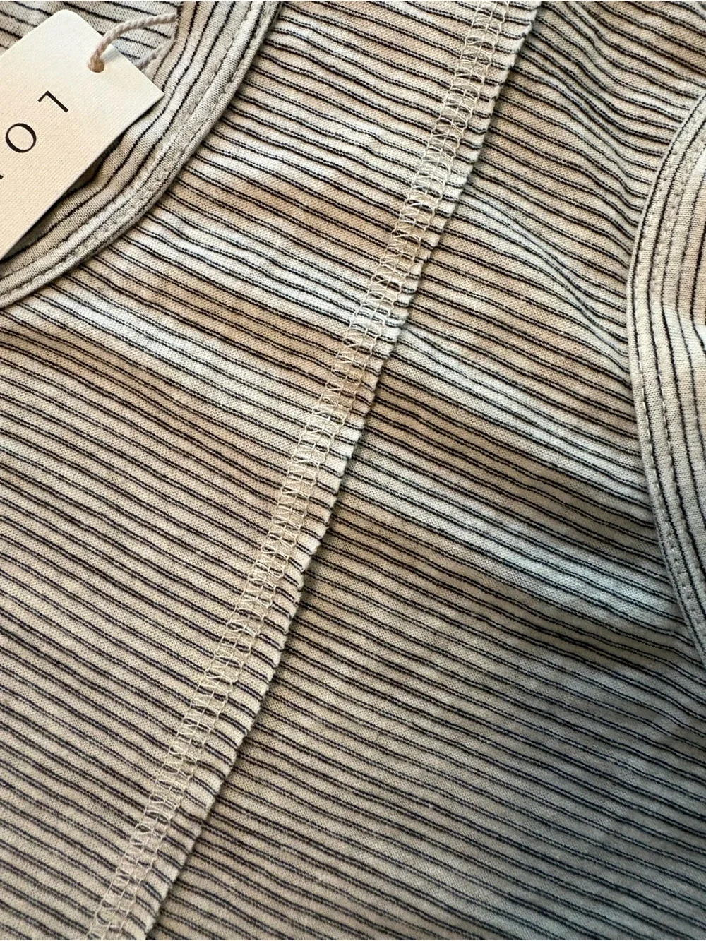 lovestitch Striped Ribbed Tank in Light Gray and White